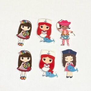 6 assorted girl flat back resin DIY supplies